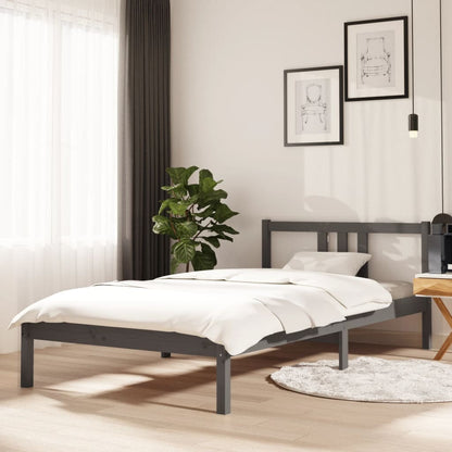Bed Frame | Grey | Solid pine wood | Single |  Simple | Bed Frame