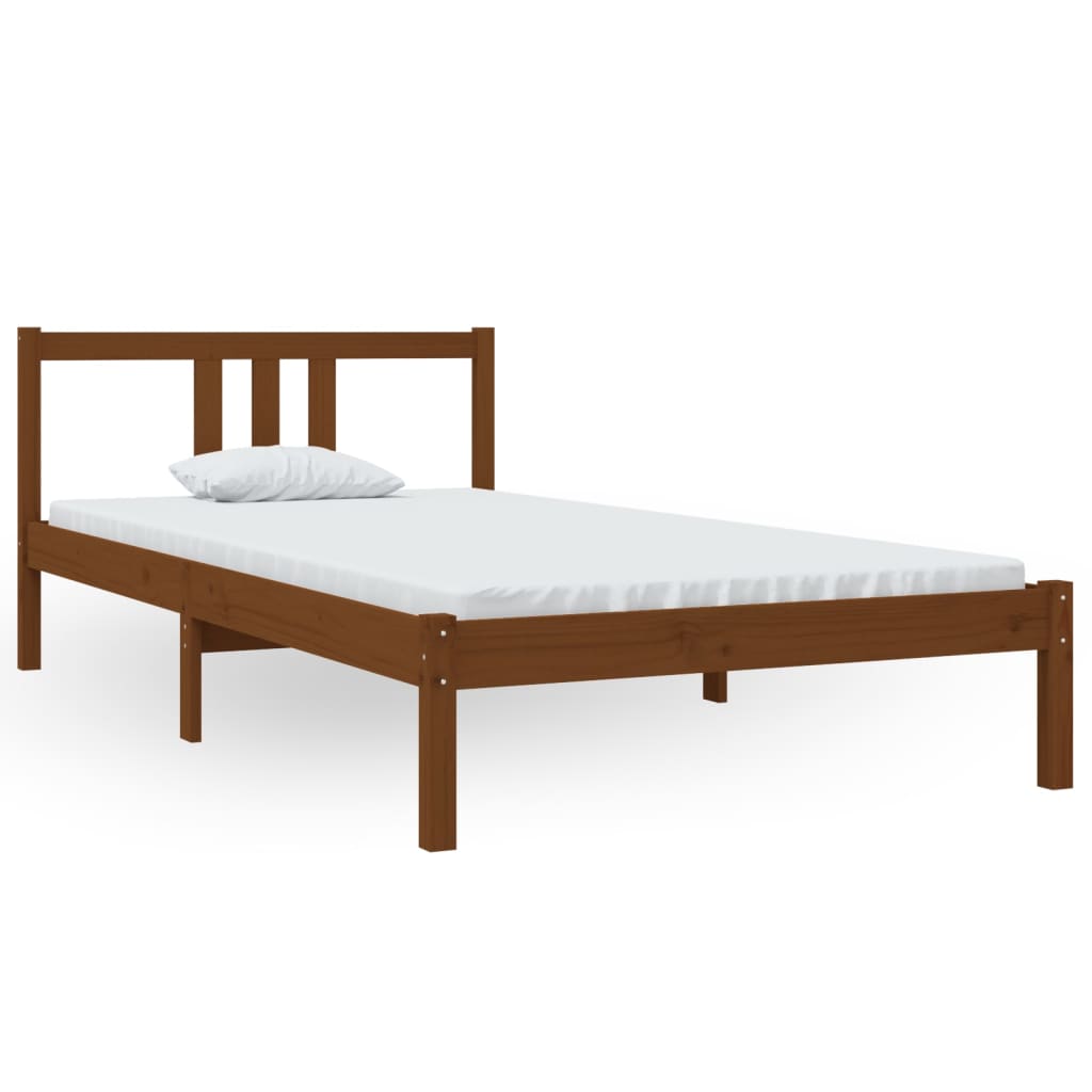 Bed Frame | Honey brown | Solid pine wood with plywood slats | Single