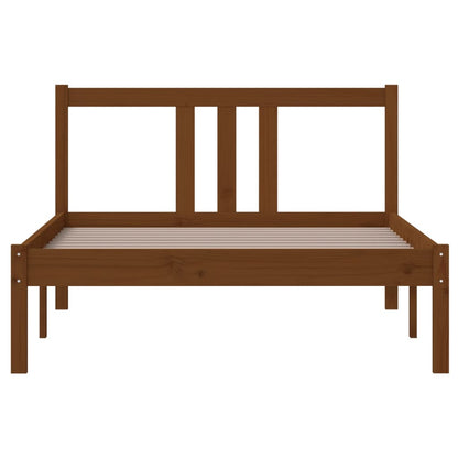 Bed Frame | Honey brown | Solid pine wood with plywood slats | Single