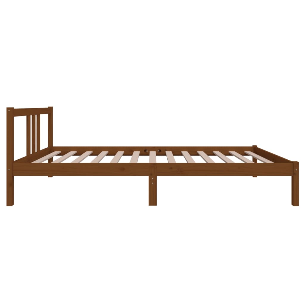 Bed Frame | Honey brown | Solid pine wood with plywood slats | Single