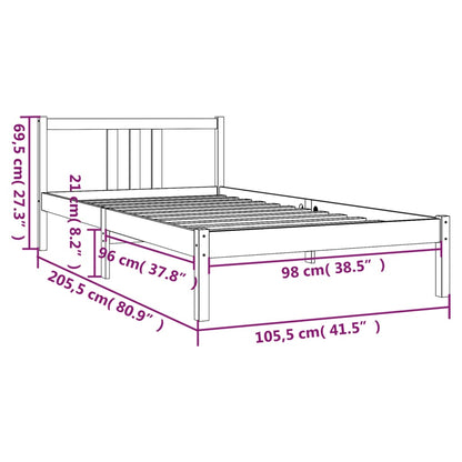 Bed Frame | Honey brown | Solid pine wood with plywood slats | Single