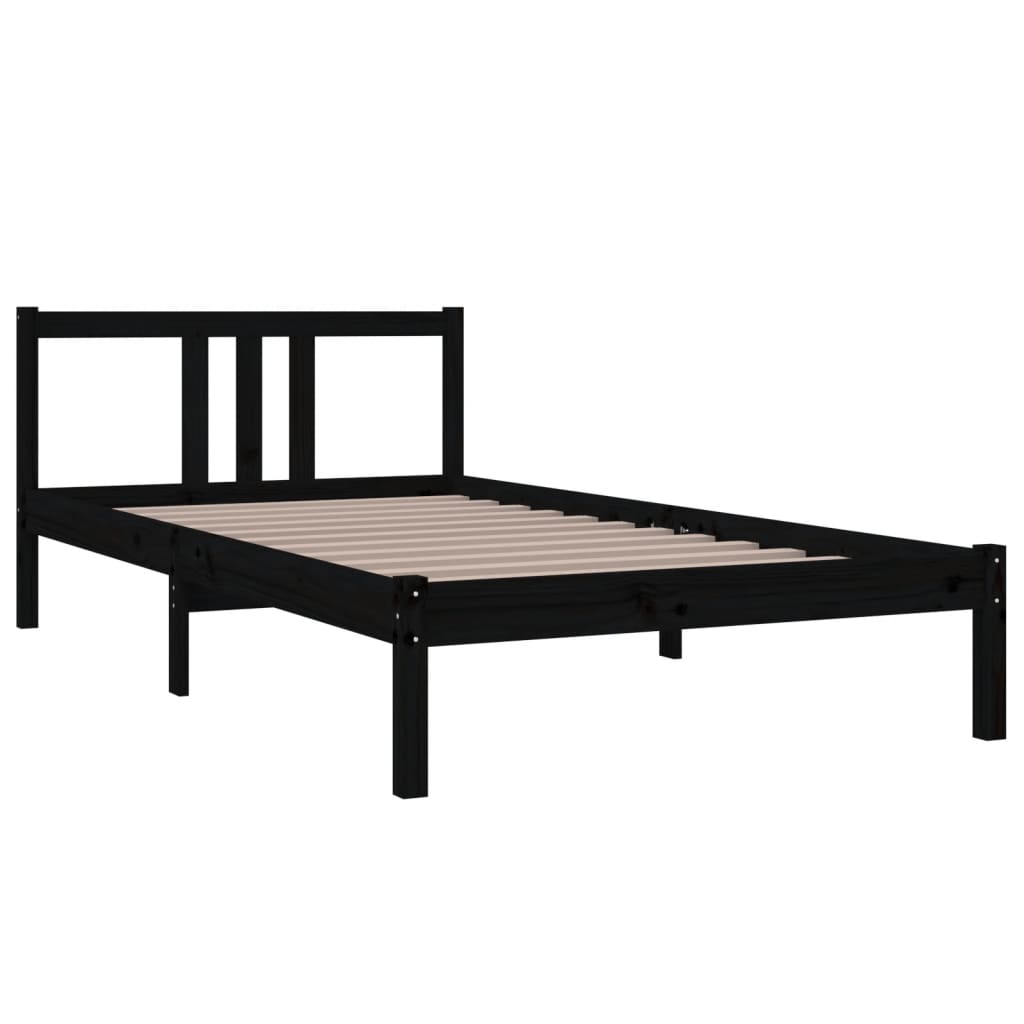 Bed Frame | Black | Solid pine wood | Single | Durable | Bed Frame