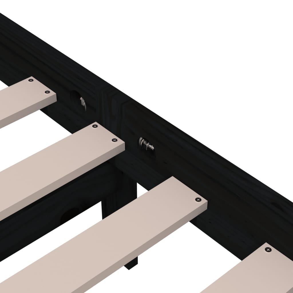 Bed Frame | Black | Solid pine wood | Single | Durable | Bed Frame