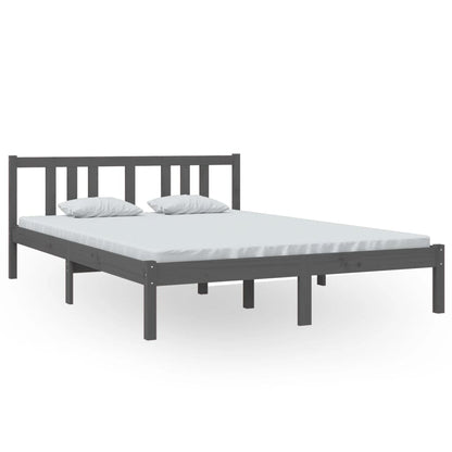 Bed Frame without Mattress Grey Solid Wood 140x200 cm