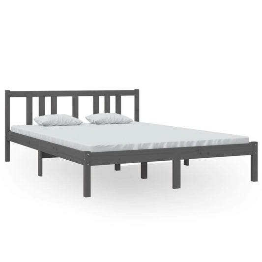 Bed Frame without Mattress Grey Solid Wood 140x200 cm