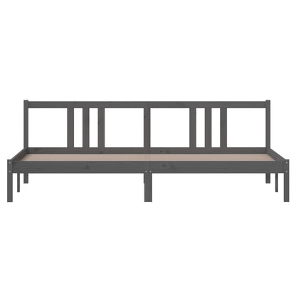 Bed Frame | Grey | Solid Pinewood | 200x200 cm | Bed Frame | Rectangular