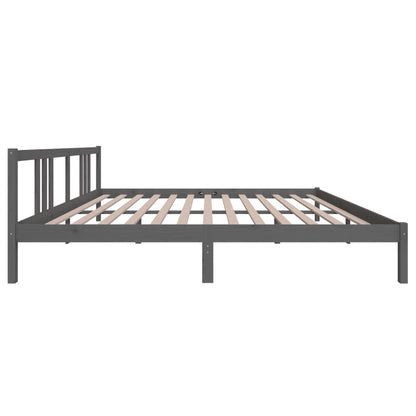 Bed Frame | Grey | Solid Pinewood | 200x200 cm | Bed Frame | Rectangular