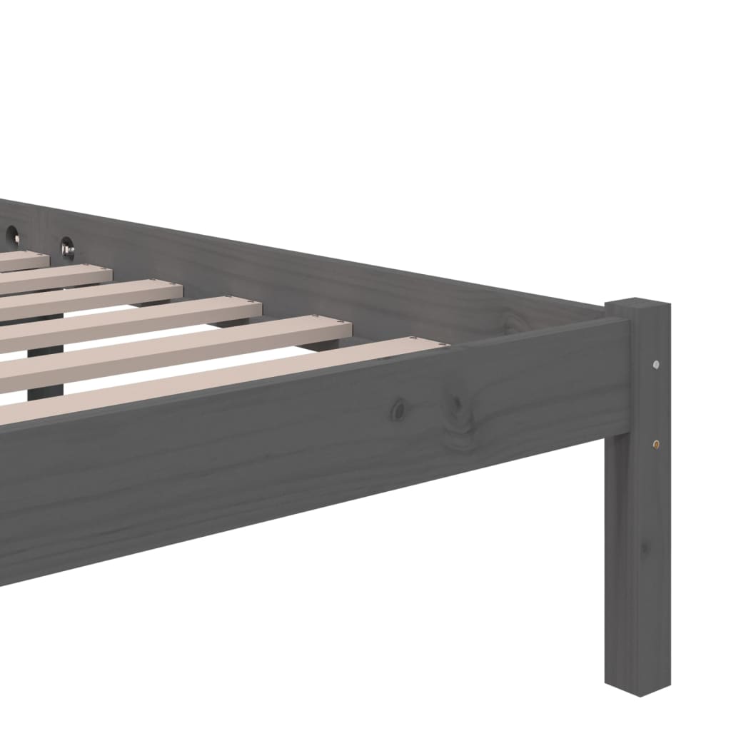 Bed Frame | Grey | Solid Pinewood | 200x200 cm | Bed Frame | Rectangular