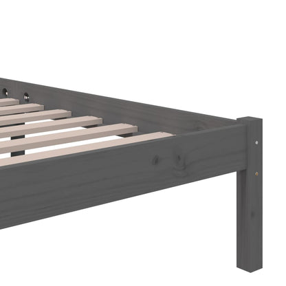Bed Frame | Grey | Solid Pinewood | 200x200 cm | Bed Frame | Rectangular