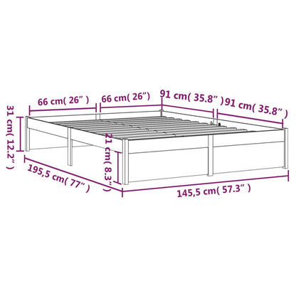 Bed Frame without Mattress Black Solid Wood 140x190 cm