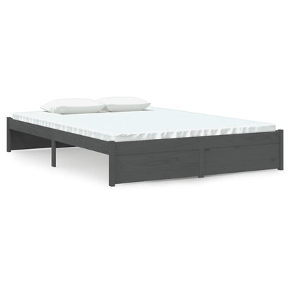 Bed Frame without Mattress Grey Solid Wood 140x200 cm
