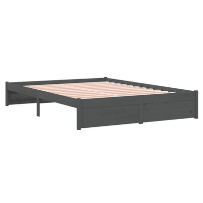 Bed Frame without Mattress Grey Solid Wood 140x200 cm