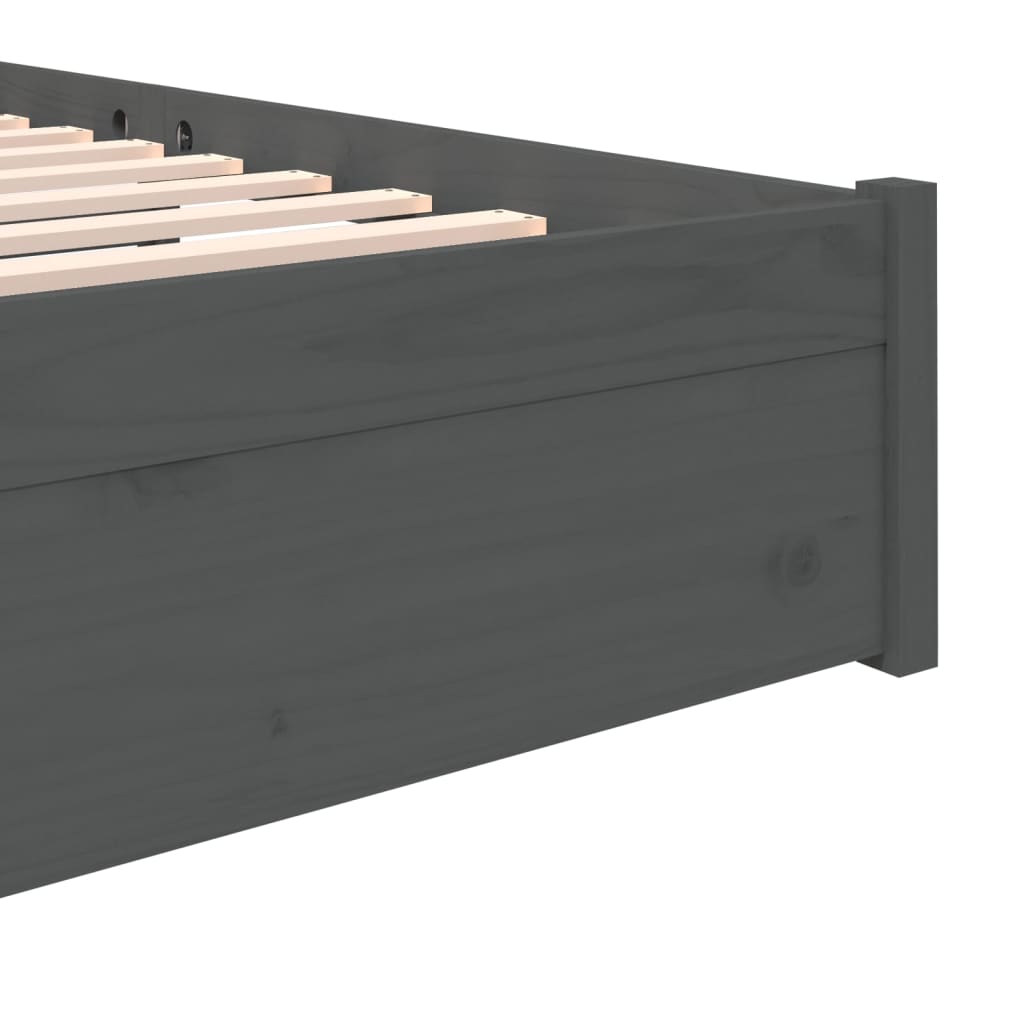 Bed Frame without Mattress Grey Solid Wood 140x200 cm