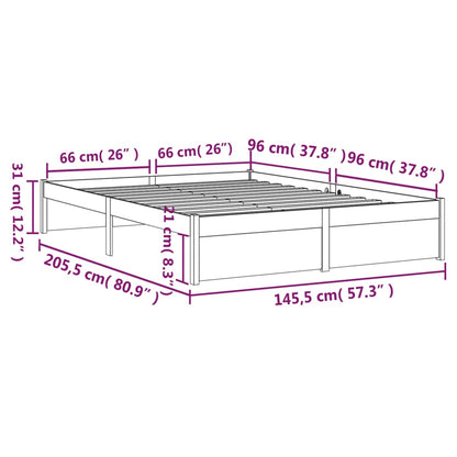 Bed Frame without Mattress Grey Solid Wood 140x200 cm