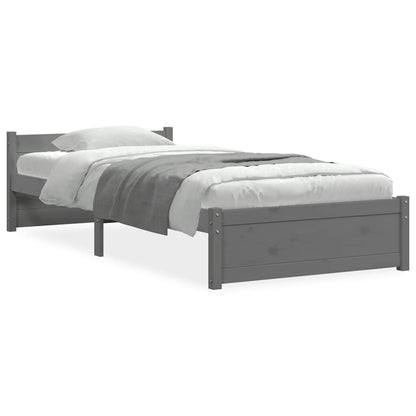 Bed Frame without Mattress Grey Solid Wood 75x190 cm Small Single Small Single