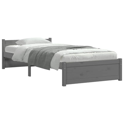 Bed Frame without Mattress Grey Solid Wood 75x190 cm Small Single Small Single