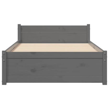 Bed Frame without Mattress Grey Solid Wood 75x190 cm Small Single Small Single