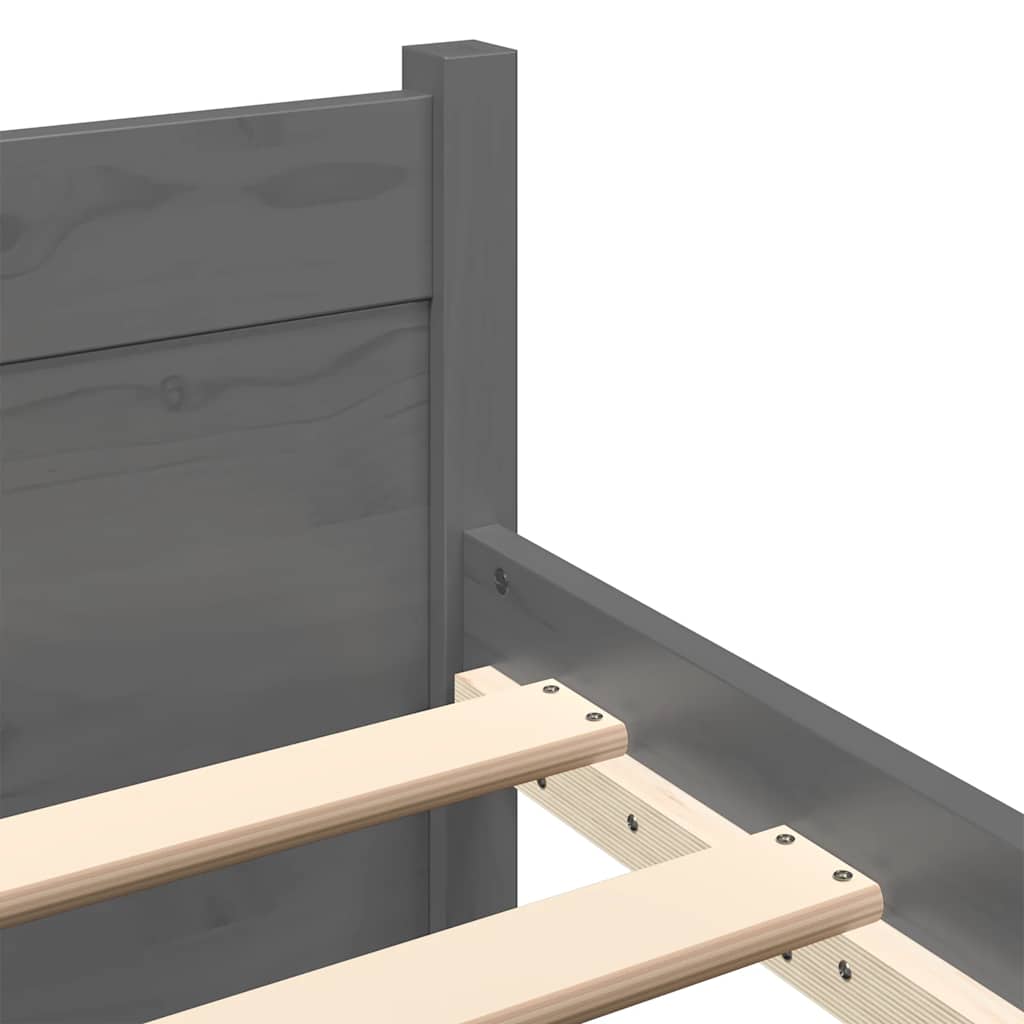 Bed Frame without Mattress Grey Solid Wood 75x190 cm Small Single Small Single