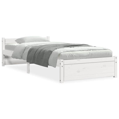Bed Frame without Mattress White Solid Wood 90x190 cm Single Single