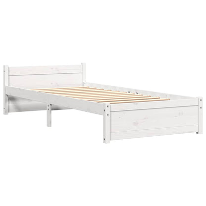 Bed Frame without Mattress White Solid Wood 90x190 cm Single Single