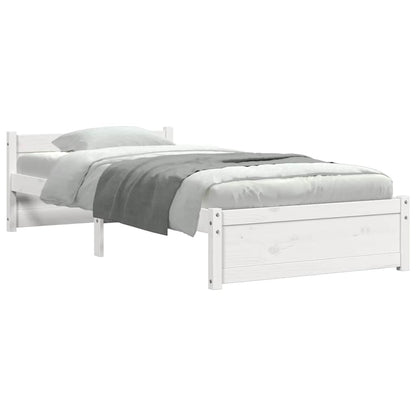 Bed Frame without Mattress White Solid Wood 90x190 cm Single Single