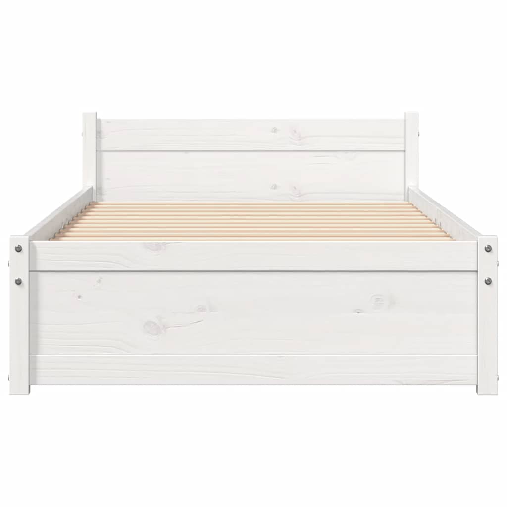 Bed Frame without Mattress White Solid Wood 90x190 cm Single Single