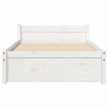 Bed Frame without Mattress White Solid Wood 90x190 cm Single Single