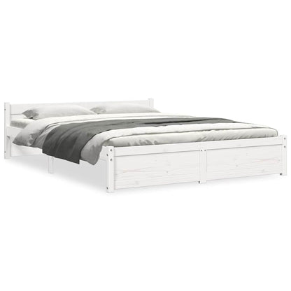 Bed Frame without Mattress White Solid Wood 135x190 cm Double Double