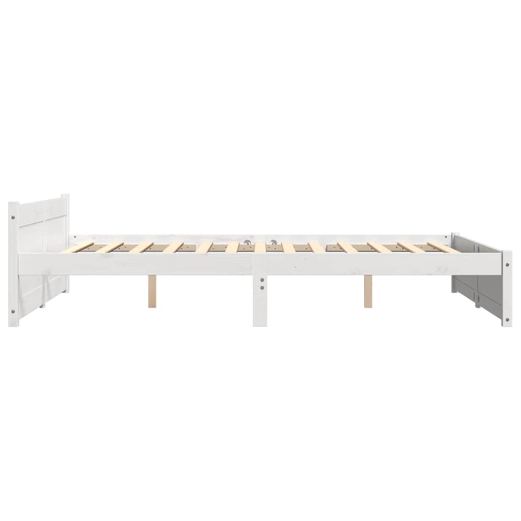 Bed Frame without Mattress White Solid Wood 135x190 cm Double Double