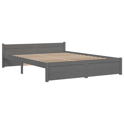 Bed Frame without Mattress Grey Solid Wood 135x190 cm Double Double