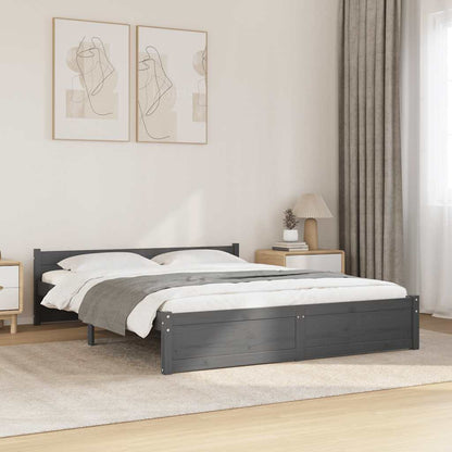 Bed Frame without Mattress Grey Solid Wood 135x190 cm Double Double