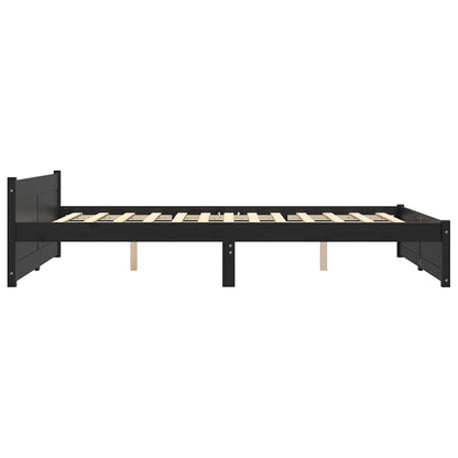 Bed Frame without Mattress Black Solid Wood 135x190 cm Double Double