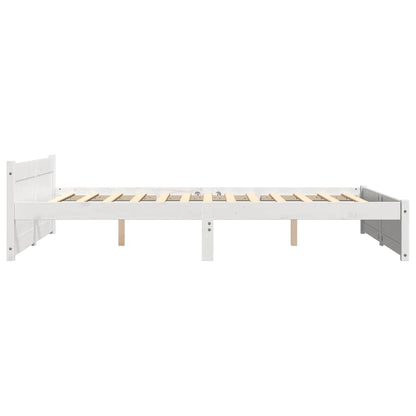 Bed Frame without Mattress White Solid Wood 140x190 cm