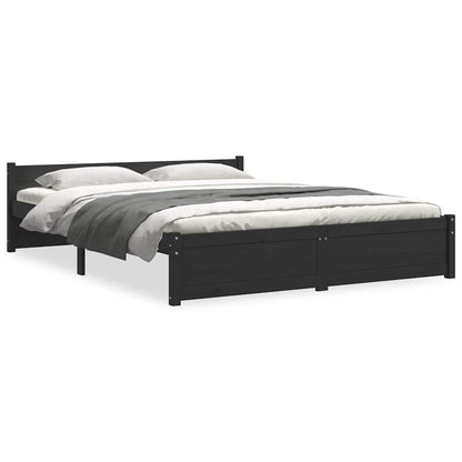 Bed Frame | Black | Solid pine wood | Double | Bed Frame | Rectangular