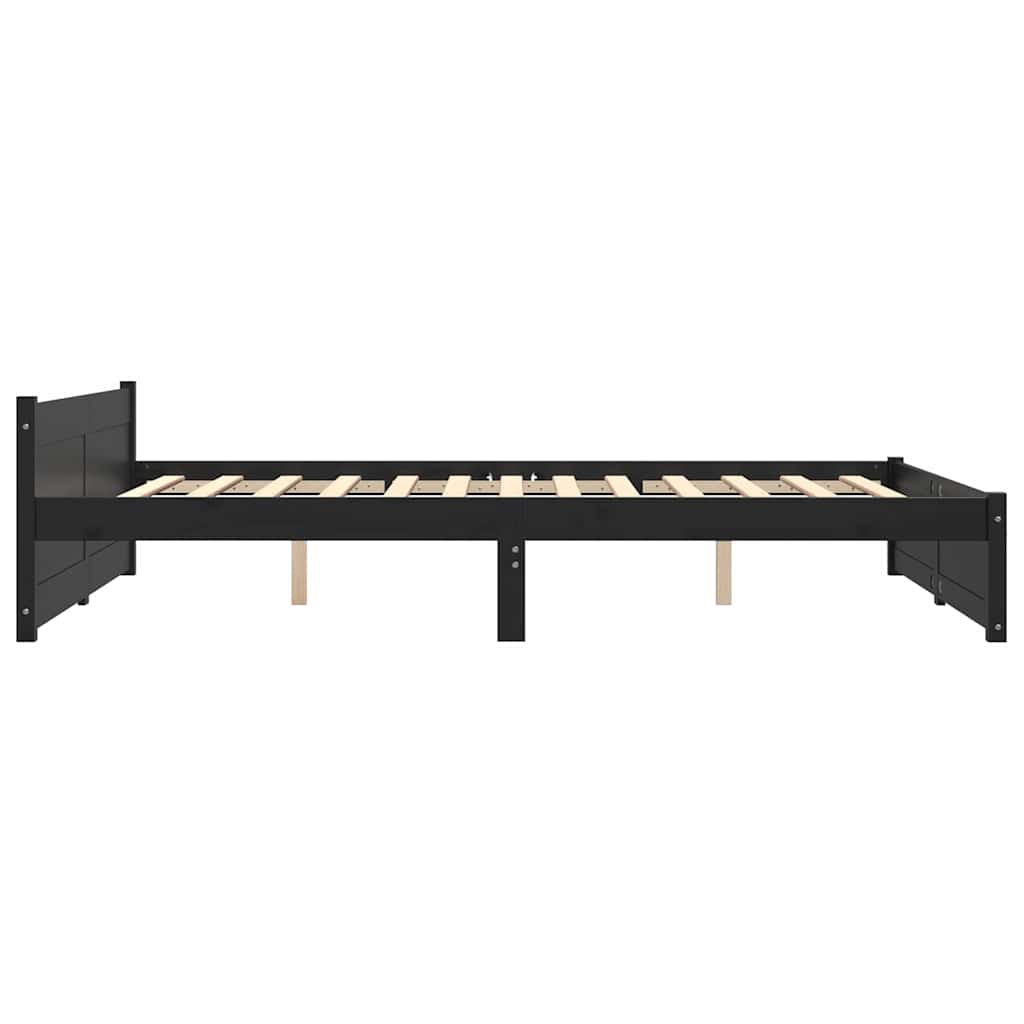 Bed Frame | Black | Solid pine wood | Double | Bed Frame | Rectangular