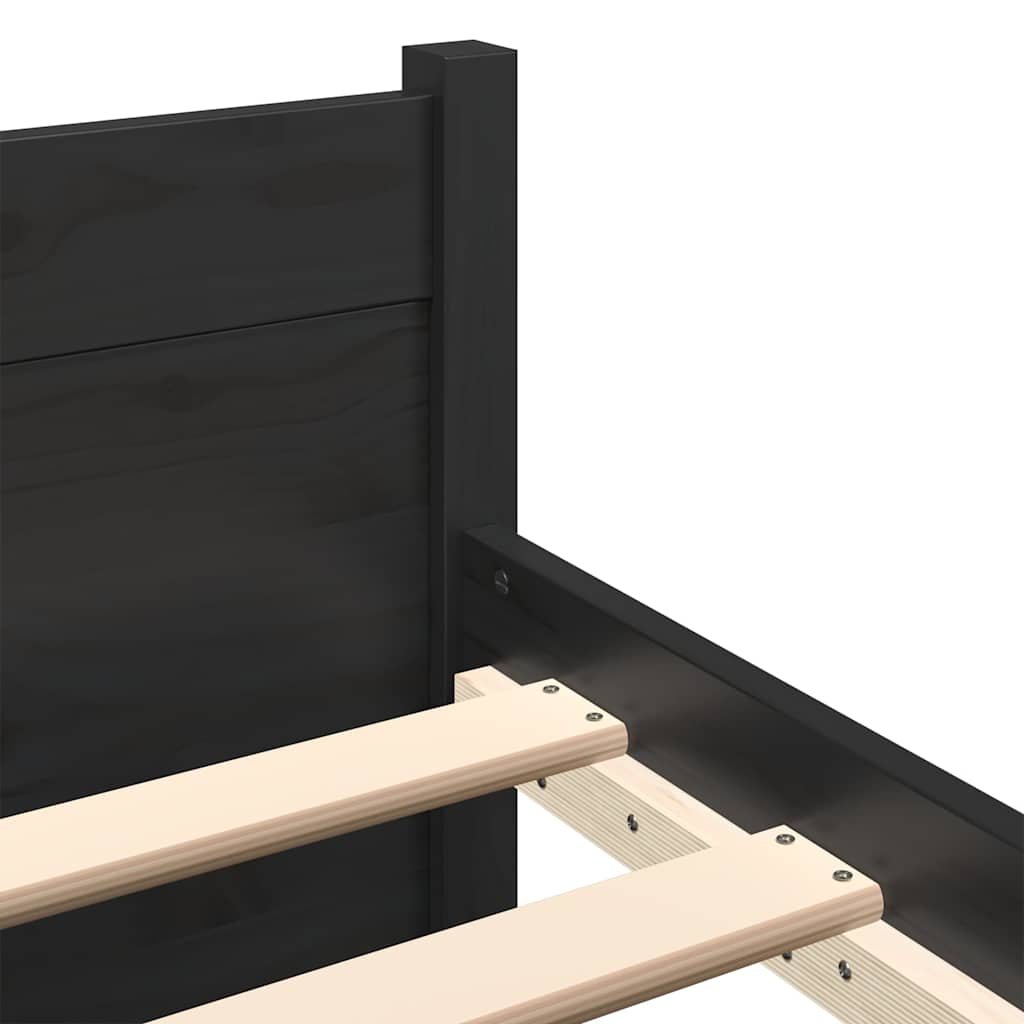 Bed Frame | Black | Solid pine wood | Double | Bed Frame | Rectangular