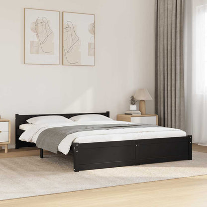 Bed Frame | Black | Solid pine wood | Double | Bed Frame | Rectangular