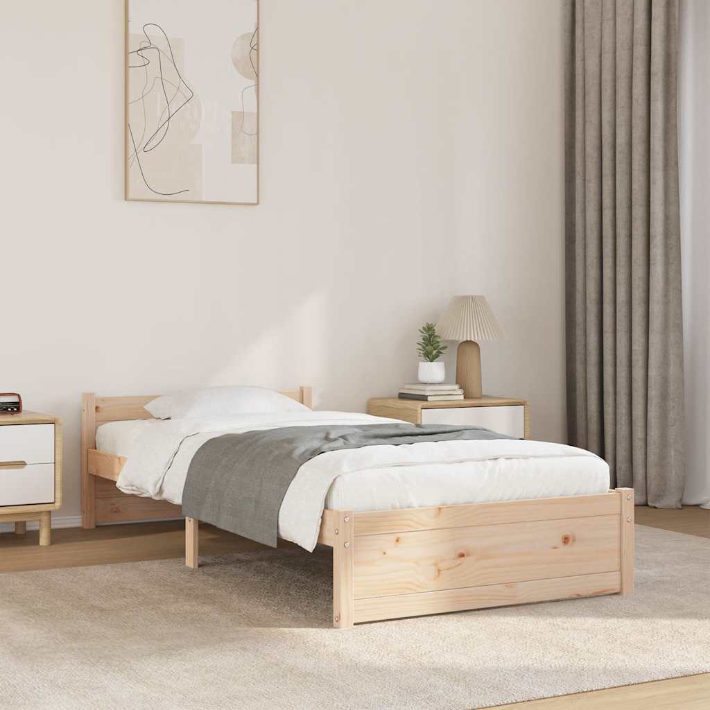 Bed Frame without Mattress Solid Wood 90x200 cm