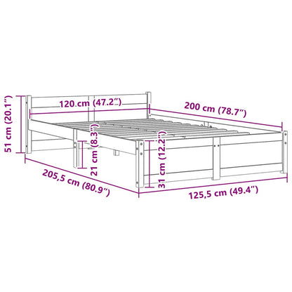 Bed Frame without Mattress Solid Wood 120x200 cm