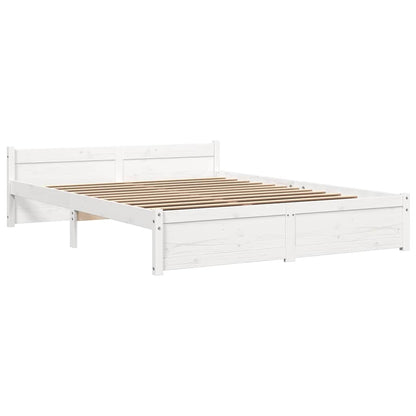 Bed Frame without Mattress White Solid Wood 140x200 cm