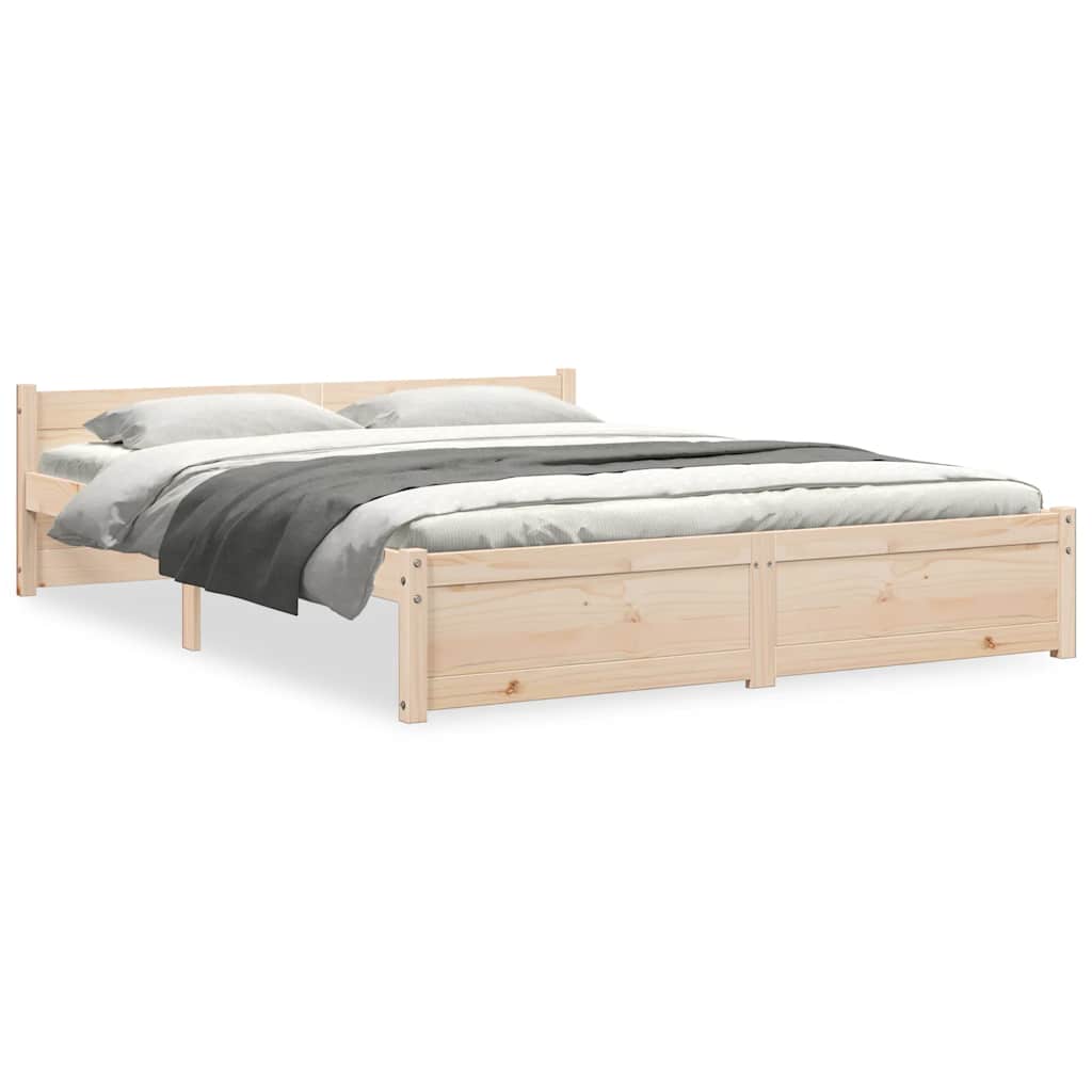 Bed Frame without Mattress Solid Wood 150x200 cm King Size King Size