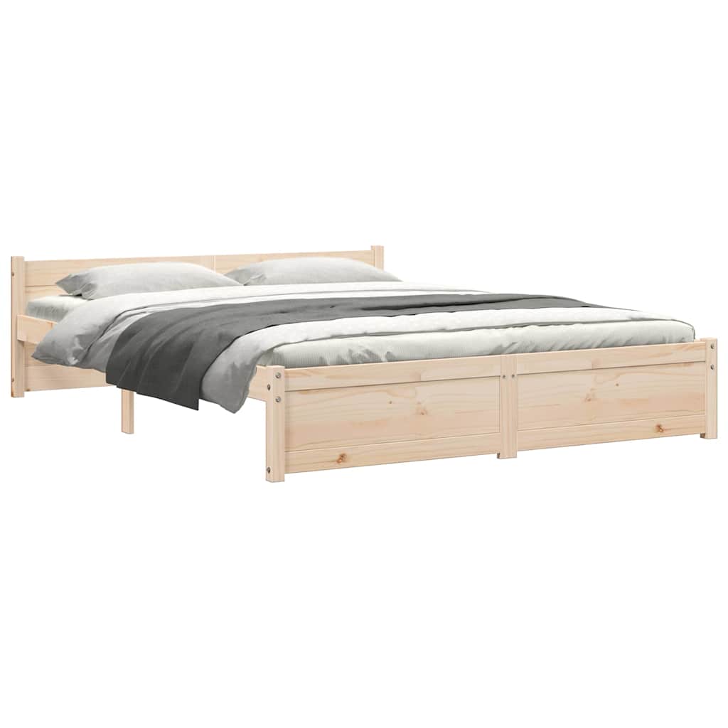 Bed Frame without Mattress Solid Wood 150x200 cm King Size King Size