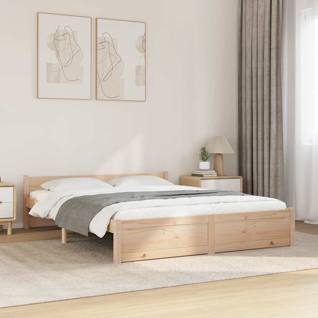 Bed Frame without Mattress Solid Wood 150x200 cm King Size King Size