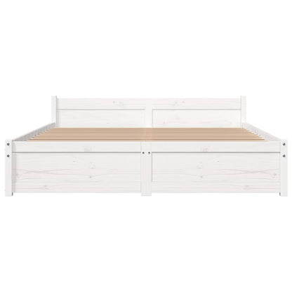 Bed Frame without Mattress White Solid Wood 150x200 cm King Size King Size