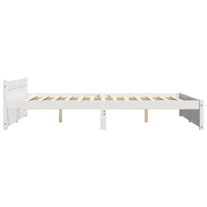 Bed Frame without Mattress White Solid Wood 150x200 cm King Size King Size