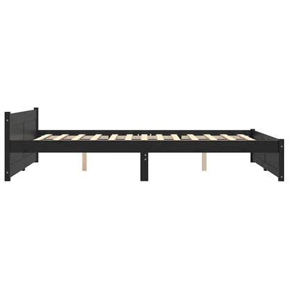 Bed Frame without Mattress Black Solid Wood 150x200 cm King Size King Size