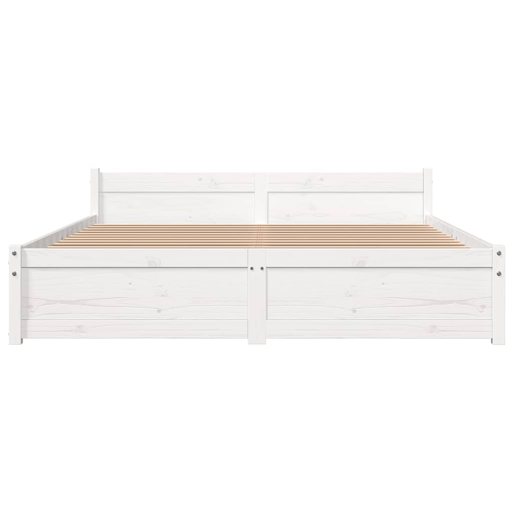 Bed Frame without Mattress White Solid Wood 160x200 cm