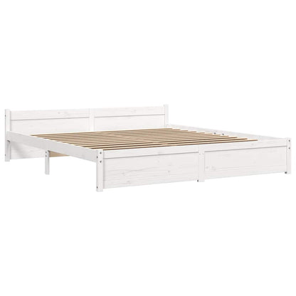 Bed Frame without Mattress White Solid Wood 180x200 cm Super King