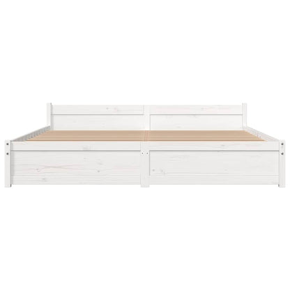 Bed Frame without Mattress White Solid Wood 180x200 cm Super King
