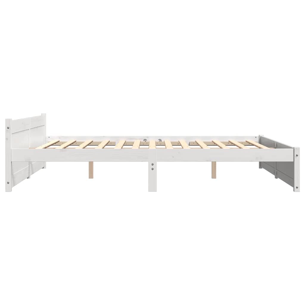 Bed Frame without Mattress White Solid Wood 180x200 cm Super King